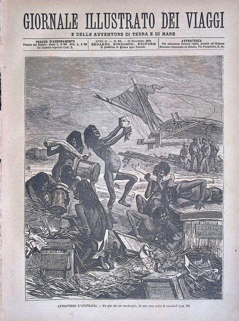 Giornale Illustrato dei Viaggi 13 Novembre 1879 Australia Traffico Schiavi …