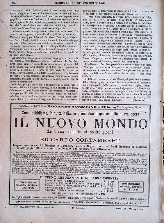 Giornale Illustrato dei Viaggi 18 Giugno 1885 Carl Huber Parigi …