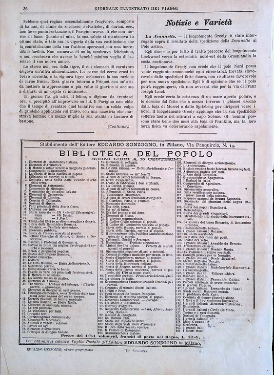 Giornale Illustrato dei Viaggi 25 Settembre 1884 Costumi Usi di …