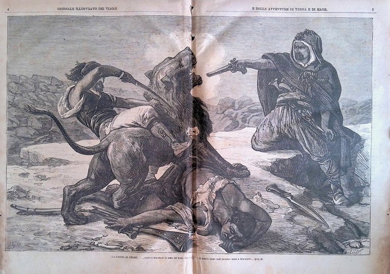 Giornale Illustrato dei Viaggi 4 Settembre 1879 Caccia Leone Ferrovia …