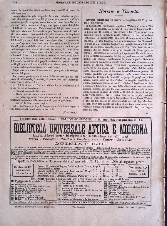 Giornale Illustrato dei Viaggi 7 Maggio 1885 Caccia Pesca in …