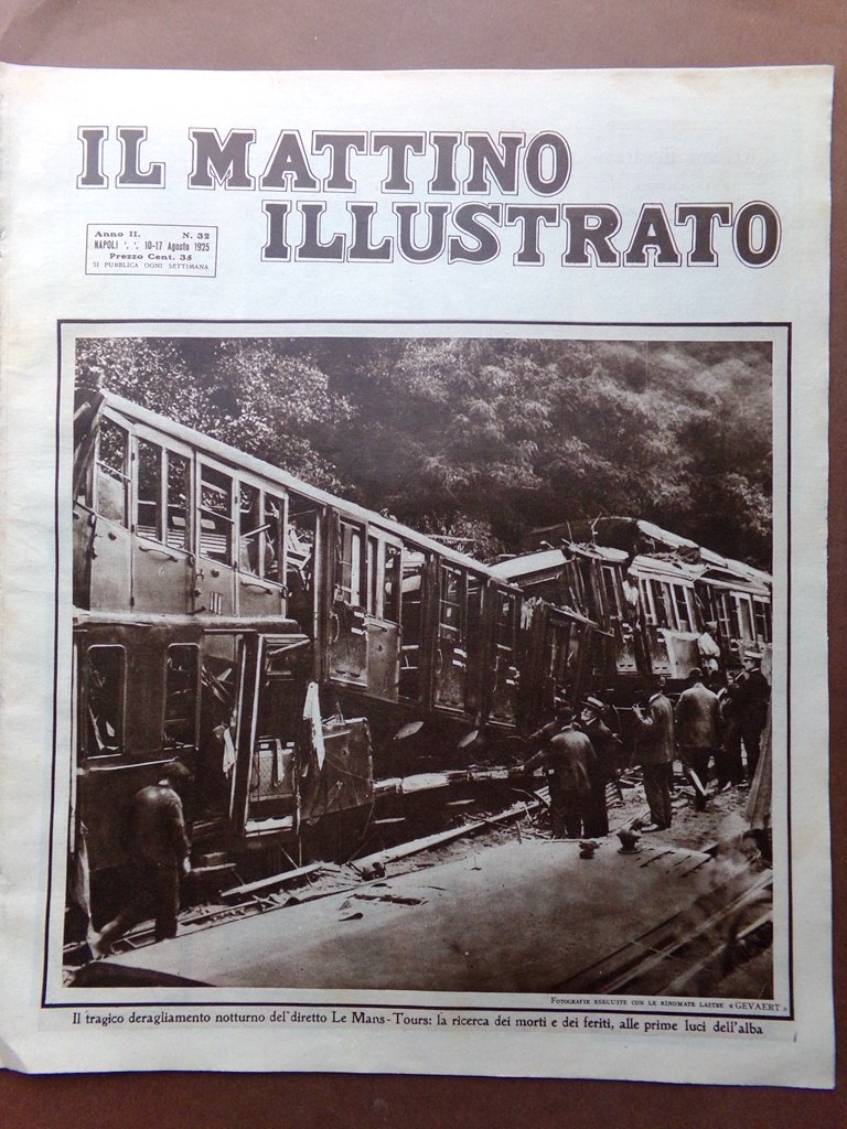 Il Mattino Illustrato 10 Agosto 1925 Treno Le Mans-Tours Cicerone …