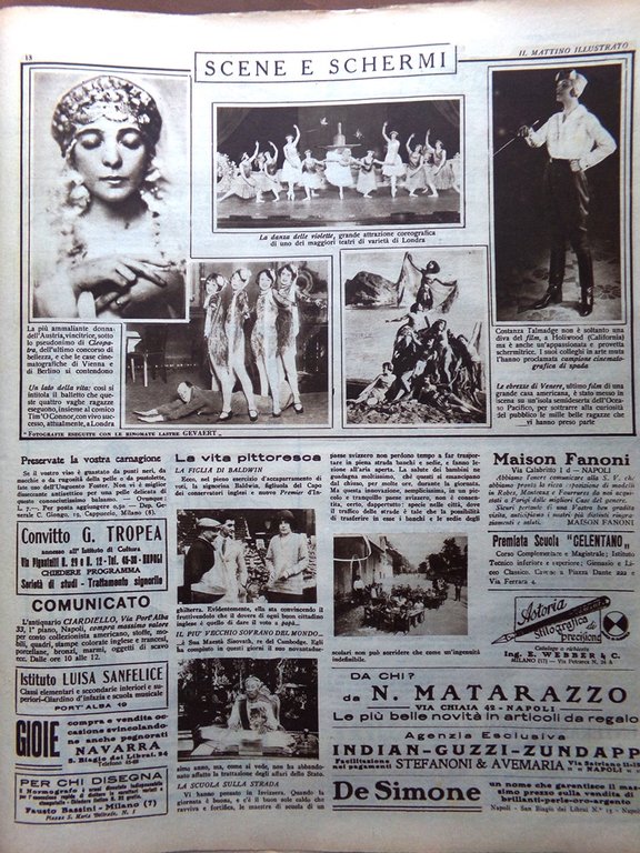 Il Mattino Illustrato 10 Novembre 1924 Albergo Poveri Talmadge Mar …