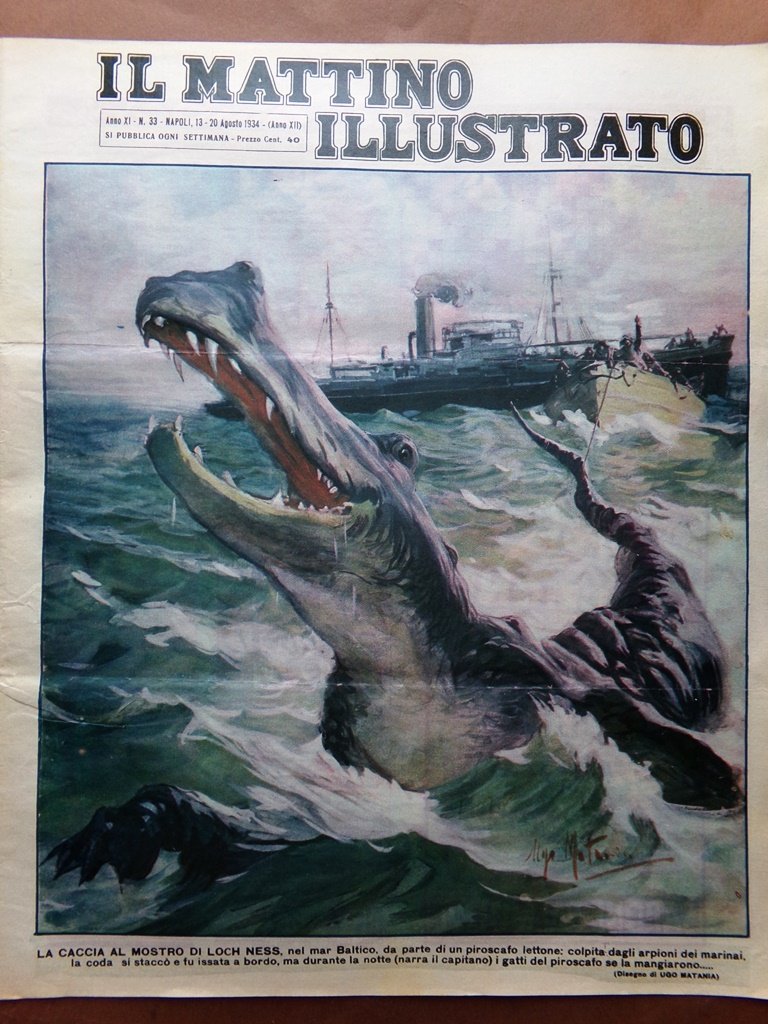 Il Mattino Illustrato 13 Agosto 1934 Mostro Loch Ness Duce …