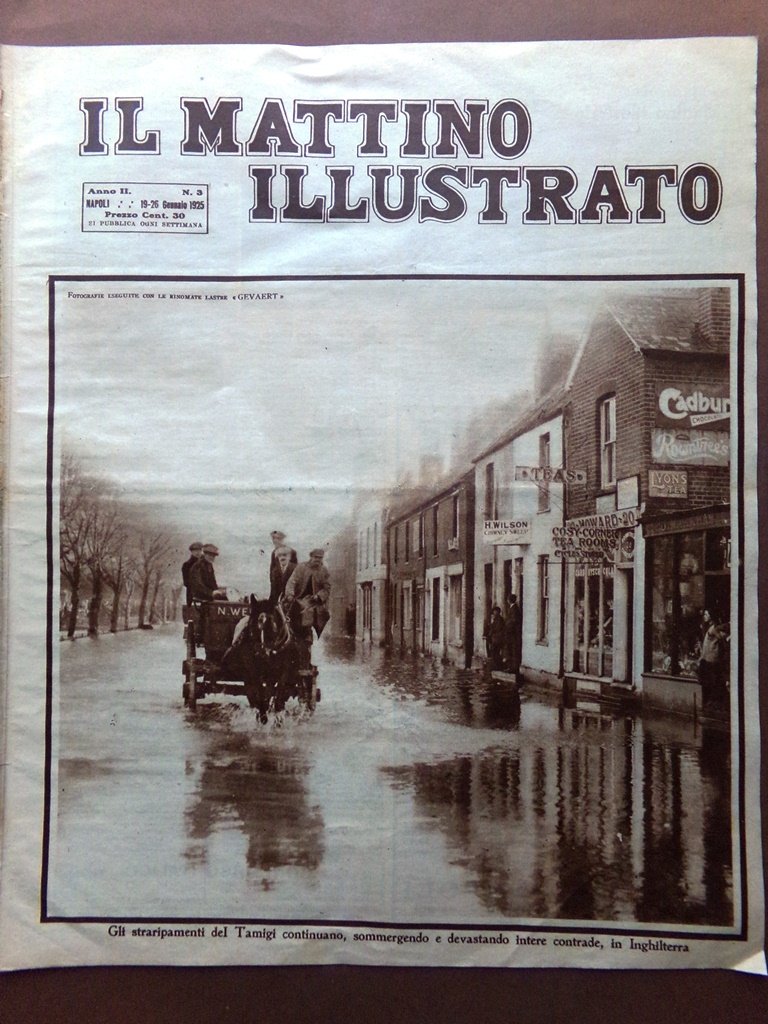 Il Mattino Illustrato 19 Gennaio 1925 Piena Tamigi Potsdam Tangeri …