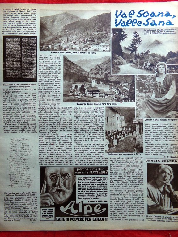 Il Mattino Illustrato 24 Agosto 1936 Manoscritti Val Soana Beethoven …