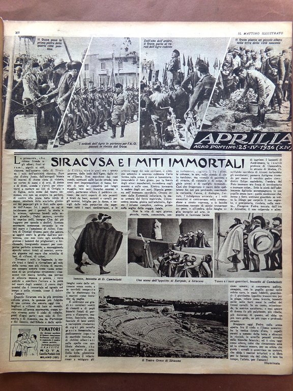 Il Mattino Illustrato 4 Maggio 1936 Duce e Aprilia Siracusa …