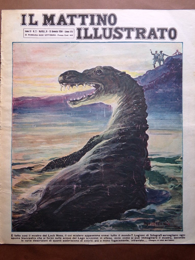 Il Mattino Illustrato 8 Gennaio 1934 Mostro Loch Ness Dalai …