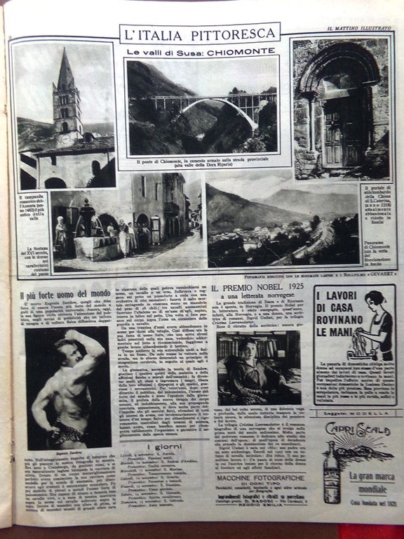 Il Mattino Illustrato 9 Novembre 1925 Mussolini Sandron Chiomonte Undset …