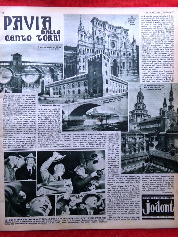 Il Mattino Illustrato 9 Novembre 1936 Torri Pavia Duce Fondatore …