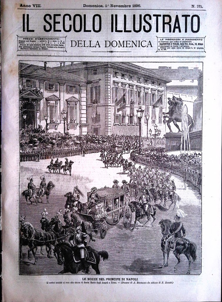 Il Secolo Illustrato 1 Novembre 1896 Nozze del Principe Napoli …