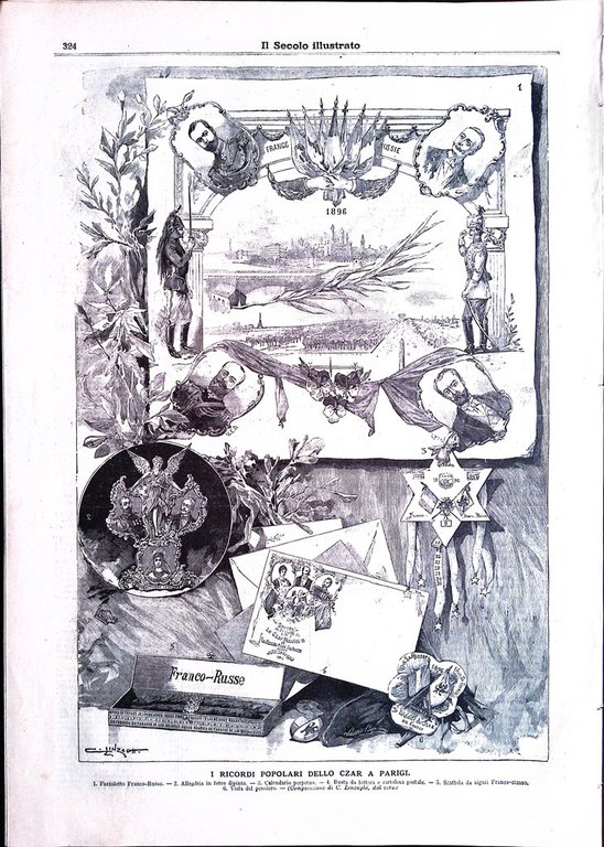 Il Secolo Illustrato 11 Ottobre 1896 Zar Parigi Telegrafo Valle …