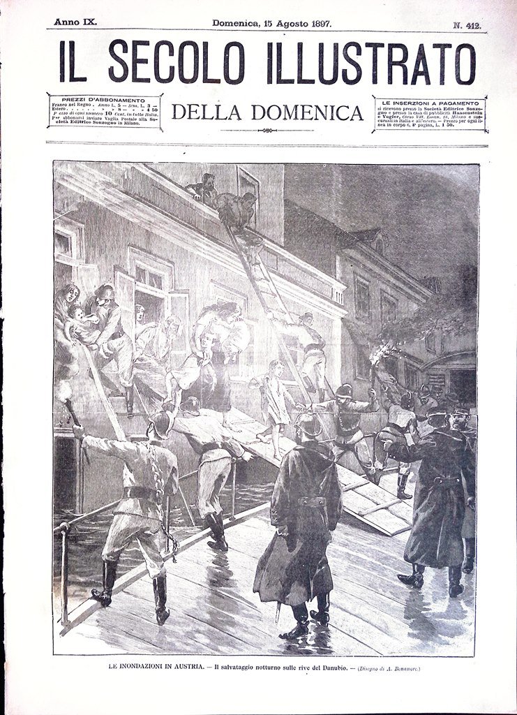 Il Secolo Illustrato 15 Agosto 1897 Inondazioni Austria Palazzo Pietroburgo …