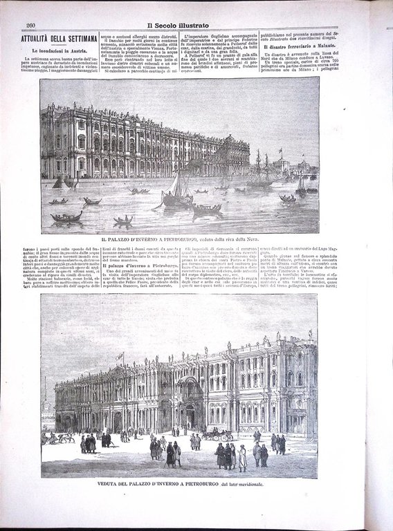 Il Secolo Illustrato 15 Agosto 1897 Inondazioni Austria Palazzo Pietroburgo …