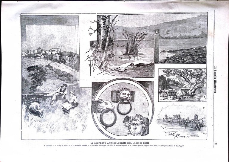 Il Secolo Illustrato 19 Gennaio 1896 Scoperte nel Lago Nemi …