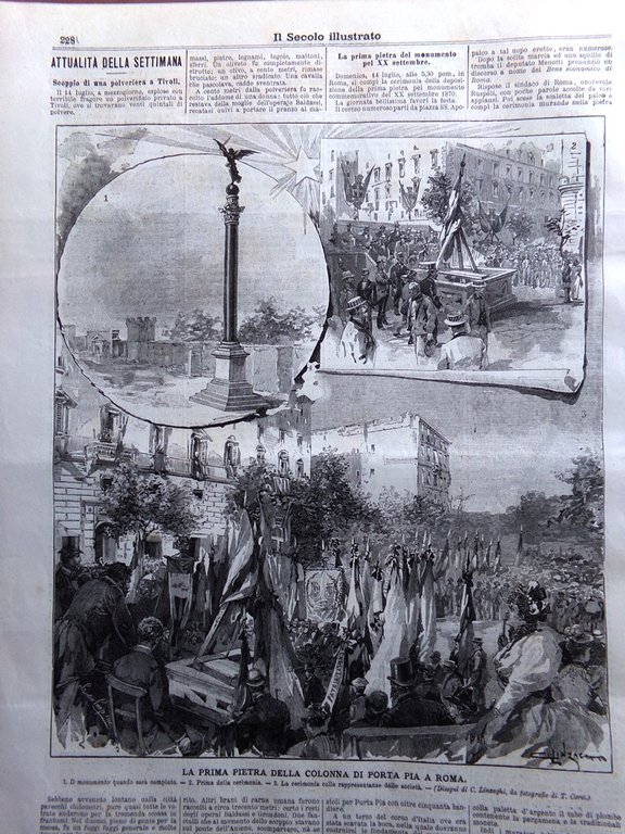 Il Secolo Illustrato 21 Luglio 1895 Polveriera Tivoli Colonna di …