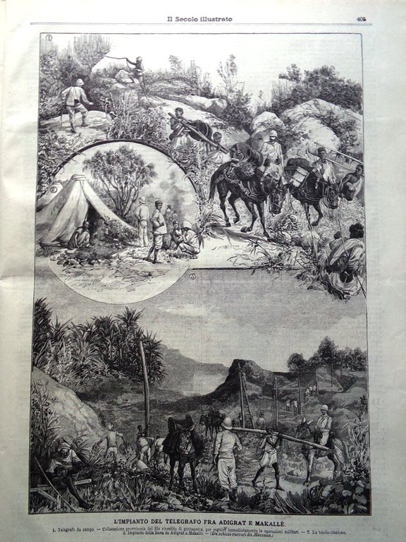Il Secolo Illustrato 22 Dicembre 1895 Presepe Telegrafo Adigrat Soldati …