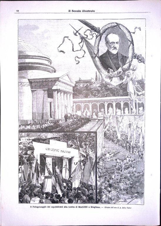 Il Secolo Illustrato 22 Marzo 1896 Tomba di Mazzini Rontgen …