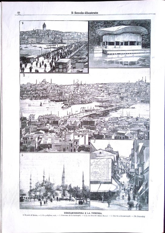 Il Secolo Illustrato 23 Febbraio 1896 Costantinopoli Turchia Ausen Porta …