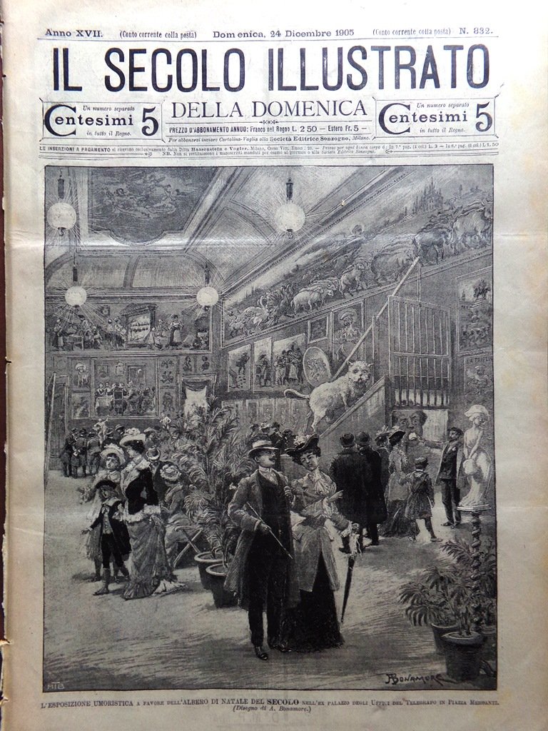 Il Secolo Illustrato 24 Dicembre 1905 Esposizione Umoristica Albero Natale …