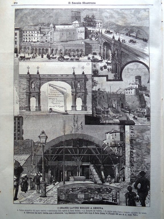 Il Secolo Illustrato 24 Novembre 1895 Lavori Edilizi di Genova …