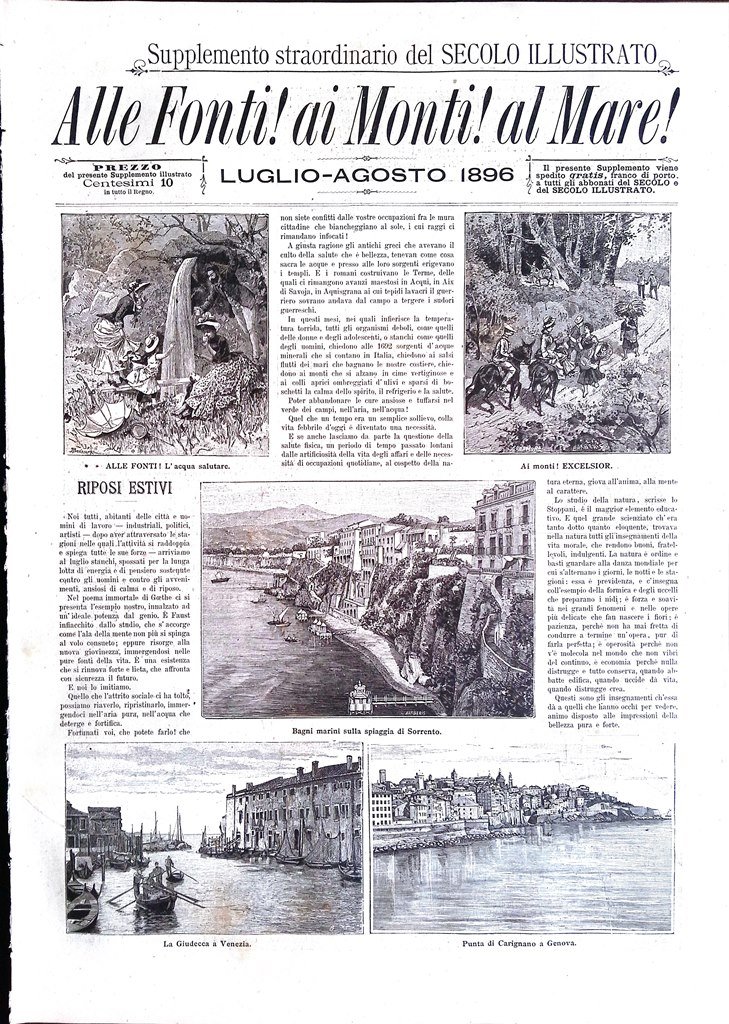 Il Secolo Illustrato Luglio-Agosto 1896 Supplemento Straordinario Stabilimenti