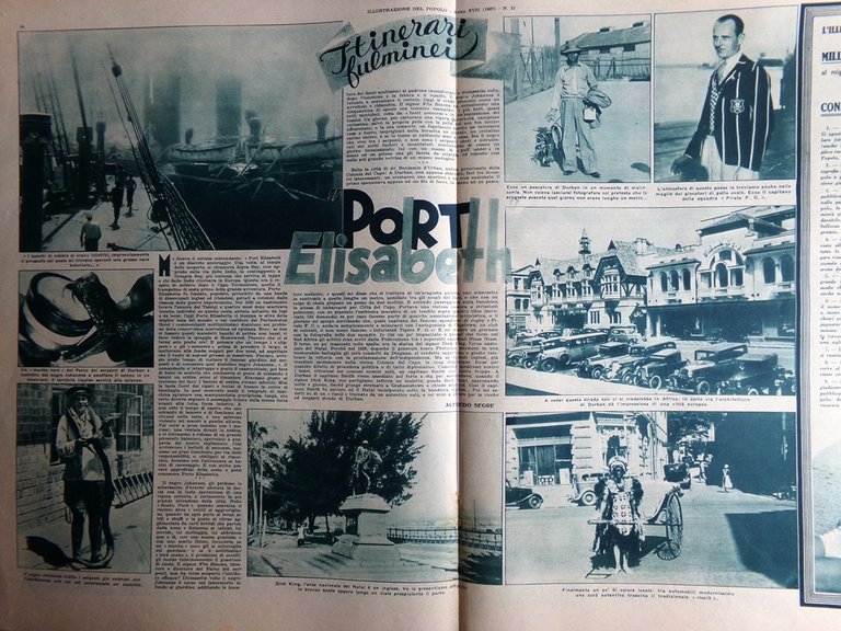 Illustrazione del Popolo 1 Agosto 1937 Port Elizabeth Quadri Spagna …