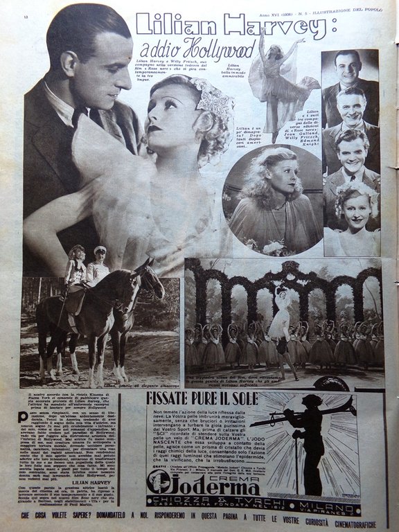 Illustrazione del Popolo 1 Febbraio 1936 Lilian Harvey Graziani Telefono …