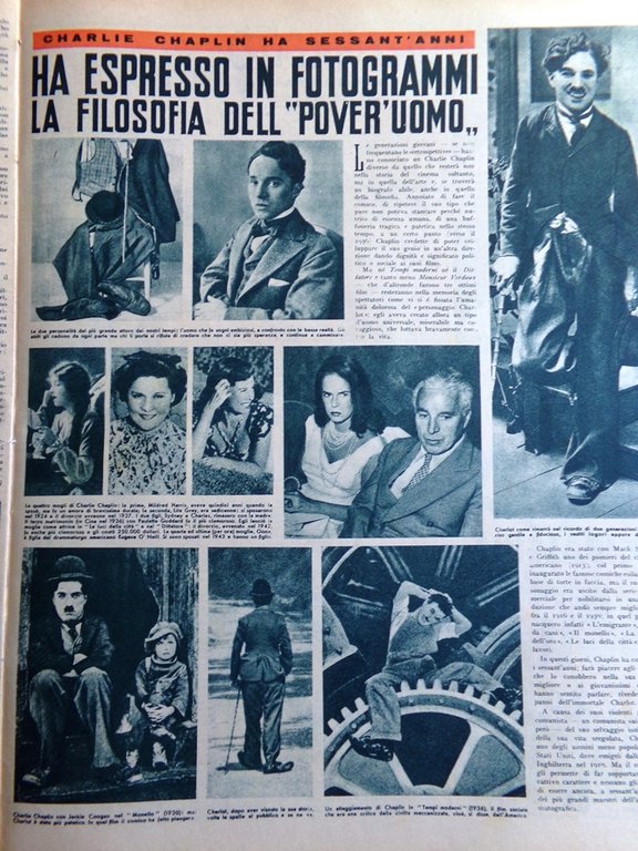 Illustrazione del Popolo 1 Maggio 1949 Maddalena Chaplin Eire John …