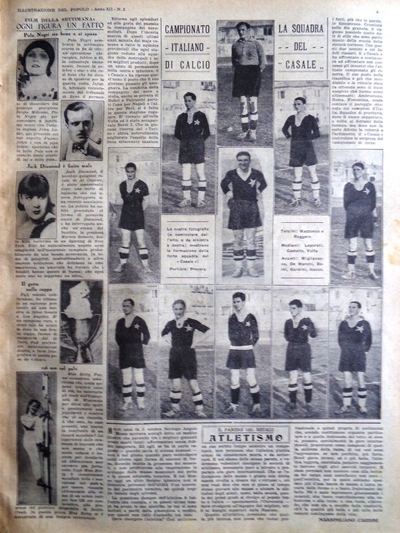Illustrazione del Popolo 10 Gennaio 1932 Calcio Casale Borgia Capodistria …