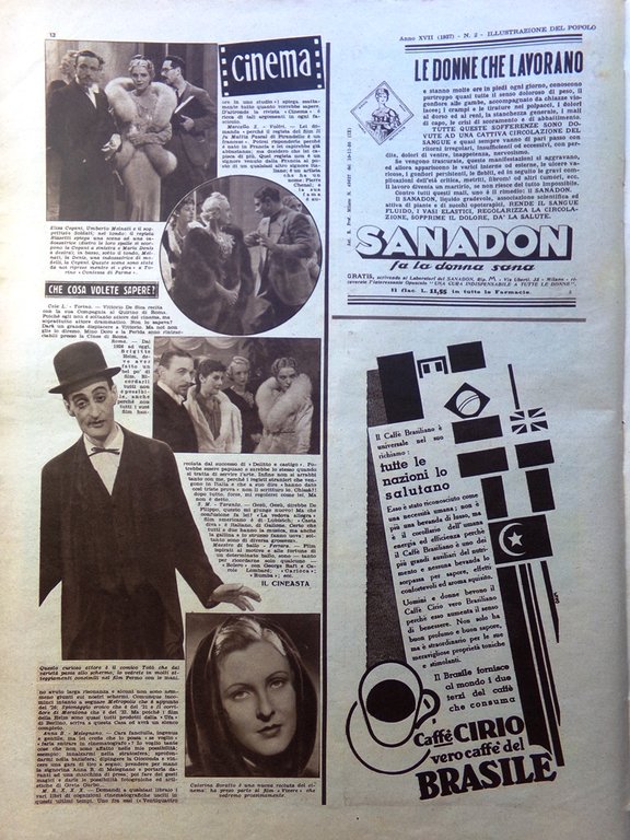 Illustrazione del Popolo 10 Gennaio 1937 Totò Genoa Ceka di …