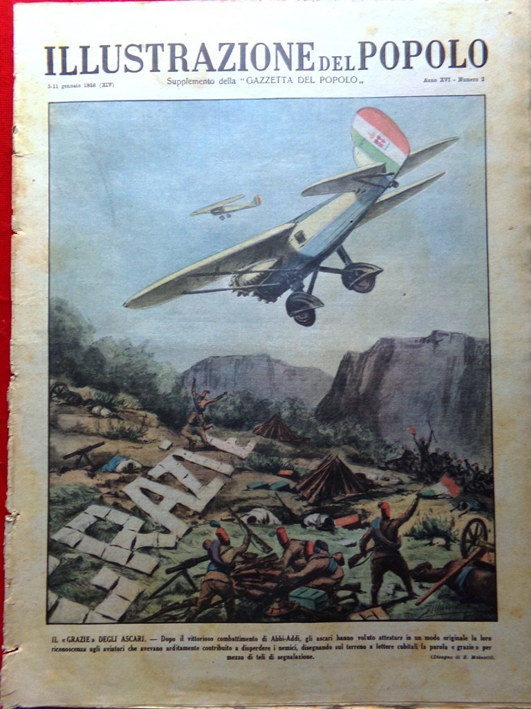 Illustrazione del Popolo 11 Gennaio 1936 Ascari Bari Calcio Reinhardt …