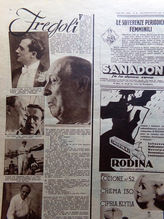 Illustrazione del Popolo 12 Dicembre 1936 Morte Fregoli Vienna Blocco …