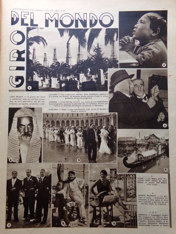 Illustrazione del Popolo 12 Novembre 1933 Brindisi Nobel Dietrich Zingari …