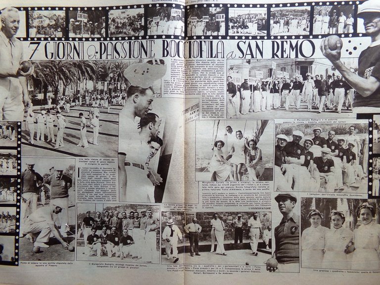Illustrazione del Popolo 12 Settembre 1937 Bocciofila Sanremo Legionari Spagna