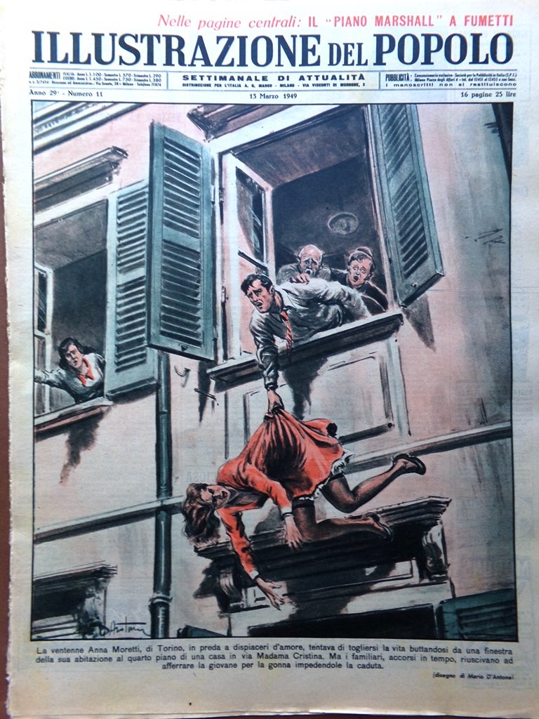 Illustrazione del Popolo 13 Marzo 1949 Evita Peron Piano Marshall …