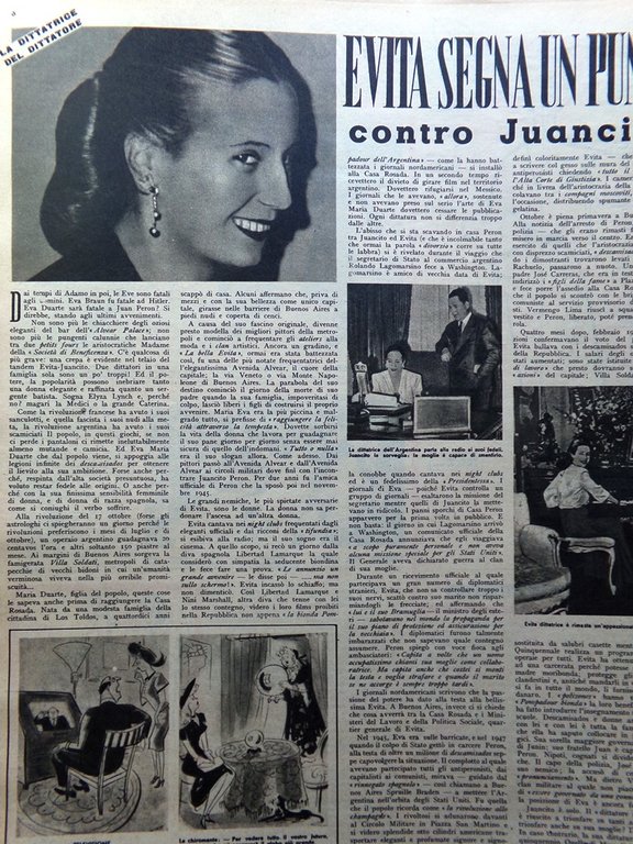 Illustrazione del Popolo 13 Marzo 1949 Evita Peron Piano Marshall …