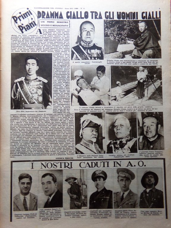 Illustrazione del Popolo 14 Marzo 1936 Tembien Okada Hirohito Ospedale …