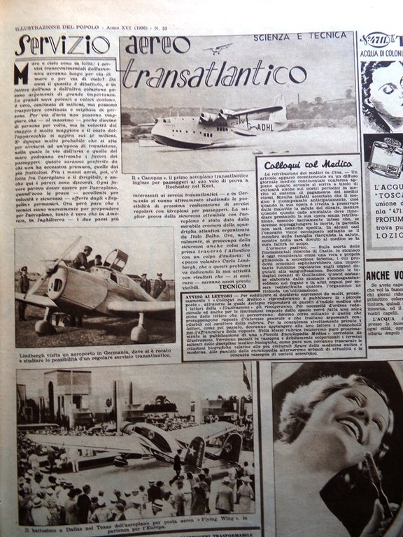 Illustrazione del Popolo 15 Agosto 1936 Racine Shaw Olimpiadi Guerra …