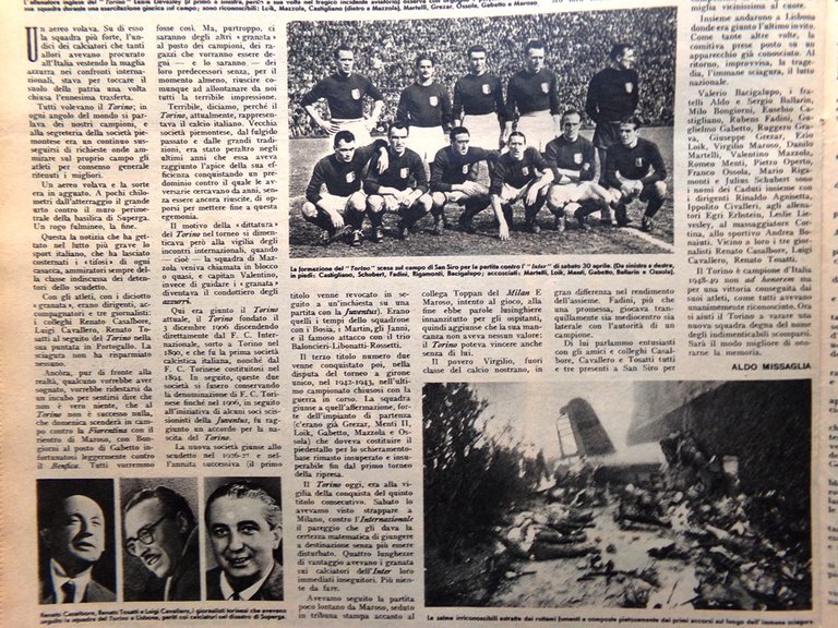 Illustrazione del Popolo 15 Maggio 1949 Tragedia di Superga Grande …