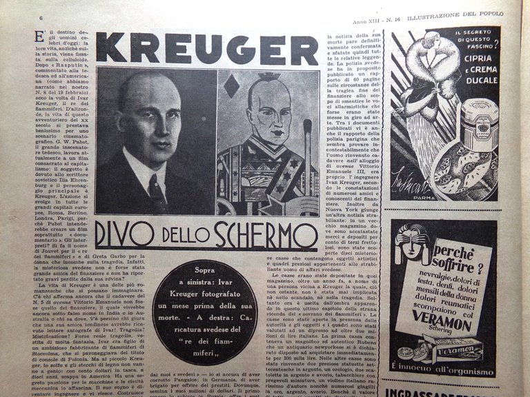 Illustrazione del Popolo 16 Aprile 1933 Muro Pianto Kreuger Porto …