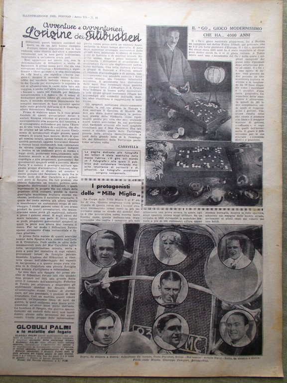 Illustrazione del Popolo 17 Aprile 1932 Mille Miglia Statue Filibustieri …