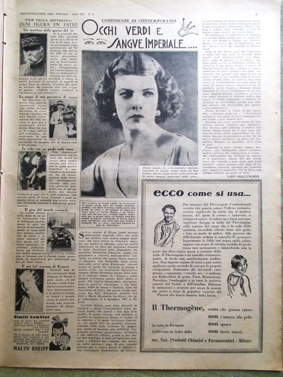 Illustrazione del Popolo 17 Gennaio 1932 Landi Donne Oriente Sigaretta …