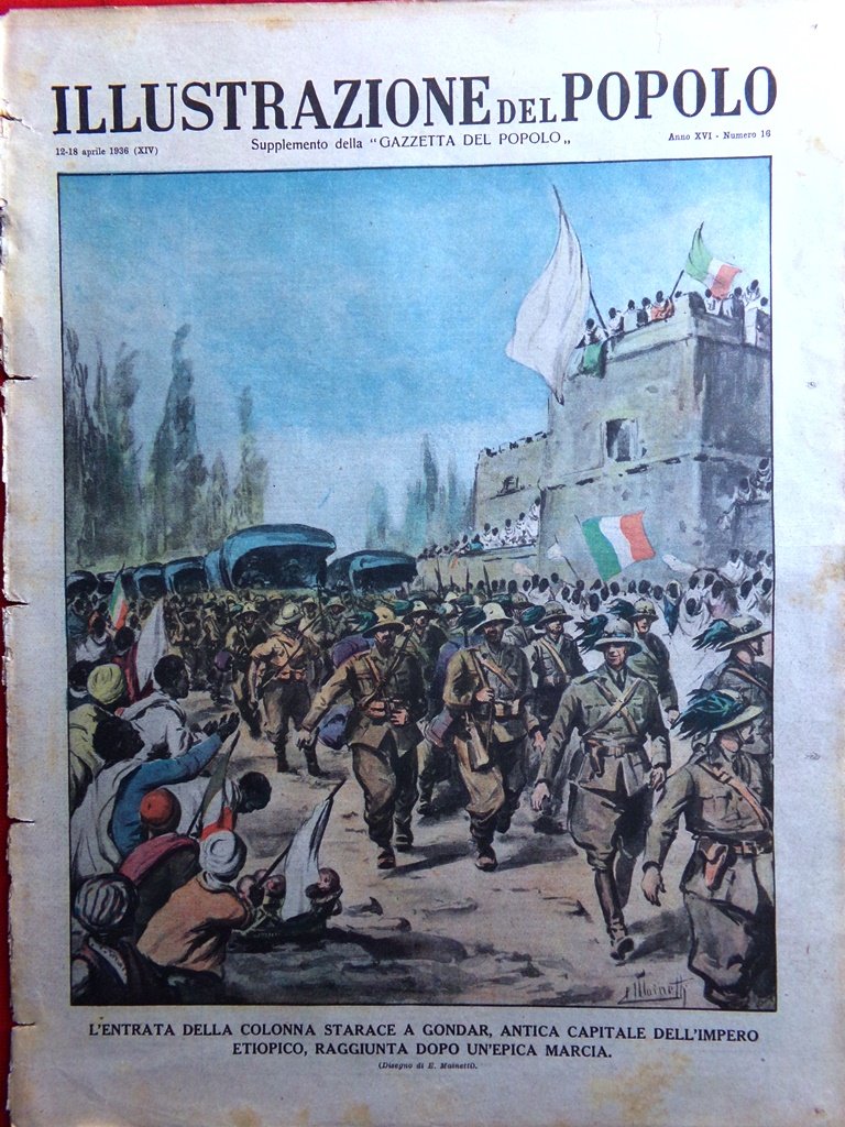 Illustrazione del Popolo 18 Aprile 1936 Crollo Etiopia Gondar Funerali …