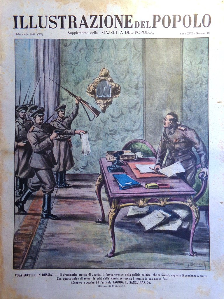 Illustrazione del Popolo 18 Aprile 1937 Arresto di Jagoda Ebrei …