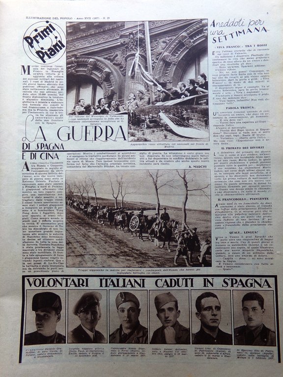 Illustrazione del Popolo 18 Luglio 1937 Re Zingari Eclisse Guerra …