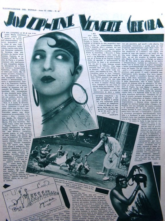 Illustrazione del Popolo 18 Ottobre 1931 Josephine Baker Jack Squartatore …