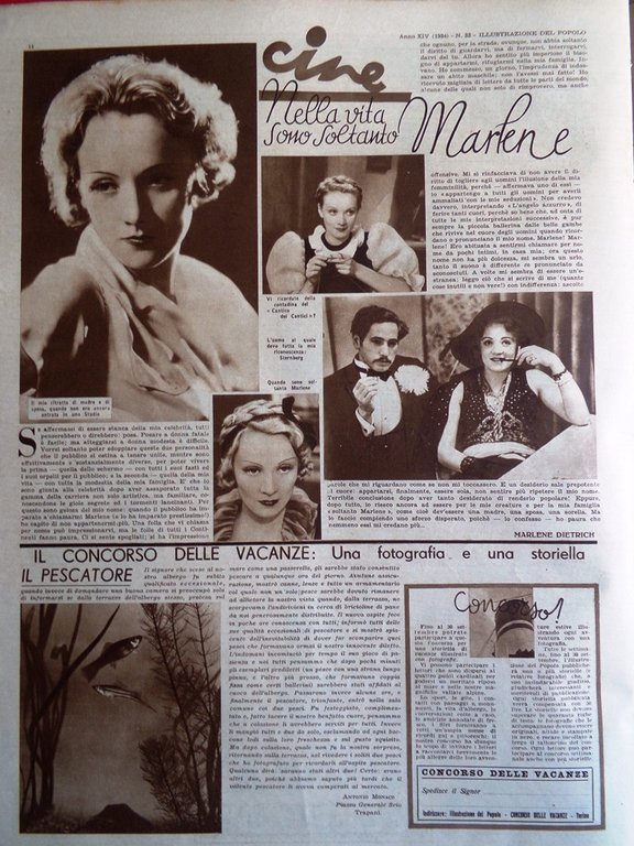 Illustrazione del Popolo 19 Agosto 1934 Marocco Marlene Dietrich Ciclismo …