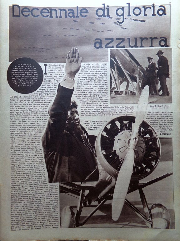 Illustrazione del Popolo 2 Aprile 1933 Ala Azzurra Ciclismo Kenya …