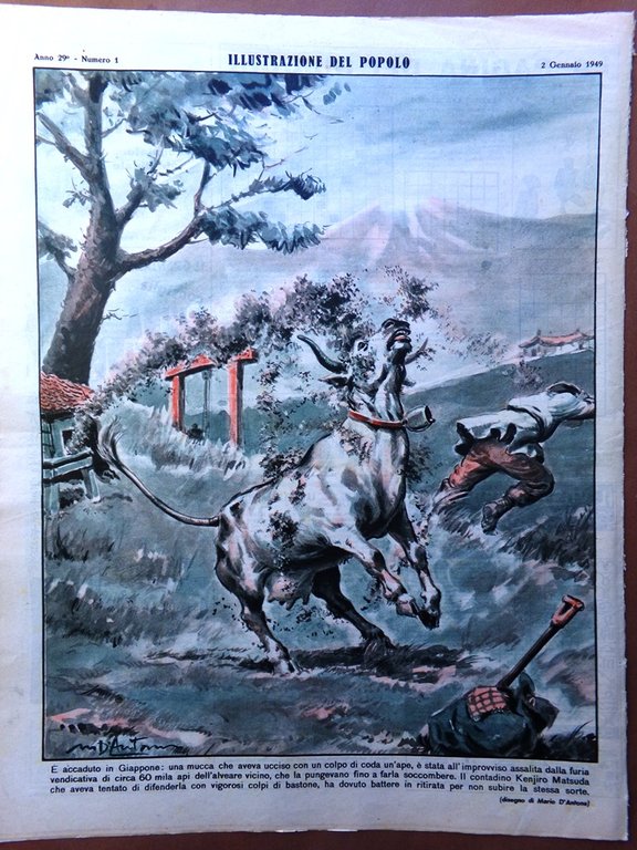 Illustrazione del Popolo 2 Gennaio 1949 Omegna Meazza Atlantide Bovo …
